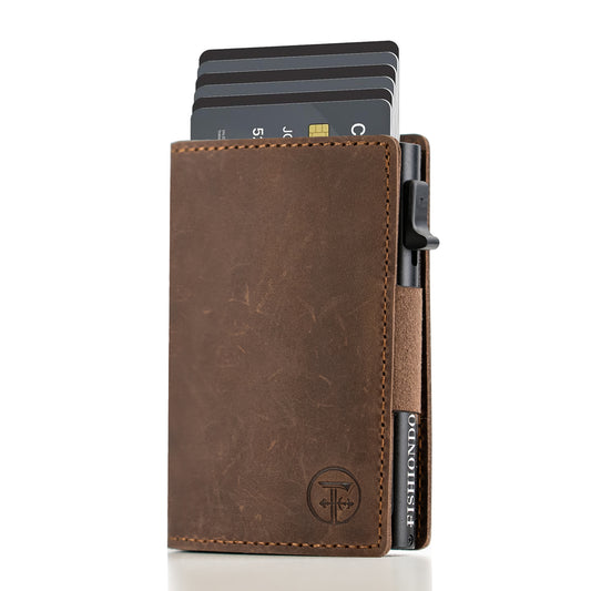 Uranus Series Portafoglio RFID Slim AIRTAG BLU/MARRONE/NERO/COGNAC/FIBRA DI CARBONIO/CUOIO DORATO